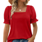 ⏳ Limited time 50% off!😍 Buy More Save More ✨Women's Casual Square Neck Smocked Sleeve T-Shirt