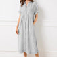 🔥LAST DAY SALE 50% OFF🔥Striped Lapel Button Down Shirt Dress | With Functional Pockets