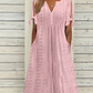 ⏰Last Day Sale 49% Off💃Women's Elegant V-Neck Hollow-Out Solid Dress