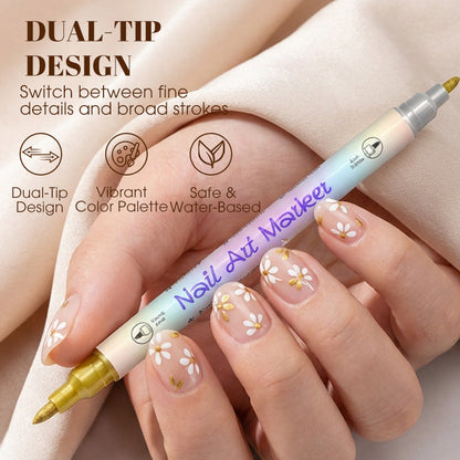 ⏳💥Final 3 hours-￡7.99!!⚡50K+ SOLD! Almost Gone-💥💅🖌️Dual‑Tip Nail Art Pens
