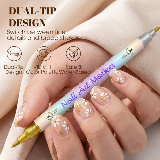 ⏳💥Final 3 hours-￡7.99!!⚡50K+ SOLD! Almost Gone-💥💅🖌️Dual‑Tip Nail Art Pens