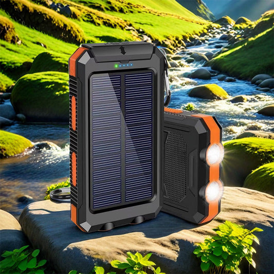🔥HOT SALE 60%OFF⚡Portable Solar Power Bank, Solar Powered Charger with Dual LED Flashlights, Power Bank for Travel, Camping