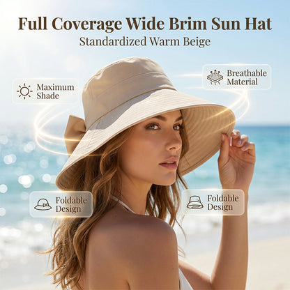 👒 Summer Hot Sale 50% OFF ! 💐 Women's Elegant Bowknot Sun Hat | Full Coverage & Packable Travel Companion✨