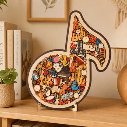 🔥LAST DAY SALE ONLY ￡7.99!!🎵 Musical Note Wooden Jigsaw Puzzle🧩Unique Shape & Whimsy Instrument Pieces