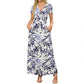 👗2026 Summer Hot Sale 50% OFF🌈 Women's V neck Ankle Length Floral Print Beach Long Flowy  Maxi Dress with Pockets🎀