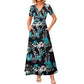 👗2026 Summer Hot Sale 50% OFF🌈 Women's V neck Ankle Length Floral Print Beach Long Flowy  Maxi Dress with Pockets🎀
