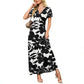 👗2026 Summer Hot Sale 50% OFF🌈 Women's V neck Ankle Length Floral Print Beach Long Flowy  Maxi Dress with Pockets🎀