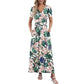 👗2026 Summer Hot Sale 50% OFF🌈 Women's V neck Ankle Length Floral Print Beach Long Flowy  Maxi Dress with Pockets🎀