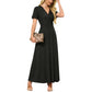 👗2026 Summer Hot Sale 50% OFF🌈 Women's V neck Ankle Length Floral Print Beach Long Flowy  Maxi Dress with Pockets🎀