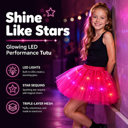 🏆 Last Day 50%OFF!🎁LED Light Up Sequin Tutu Skirt Star Mesh Princess Skirt for Girls and Adults💃