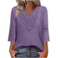 💗Limited time special price💕Lace-Trim V-Neck Blouse – Breathable Fabric & Flattering Drape