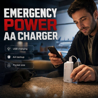 🔥LAST DAY SALE ONLY ￡6.99!!🔥Portable Emergency Phone Charger AA Battery Powered Power Bank with LED Flashlight