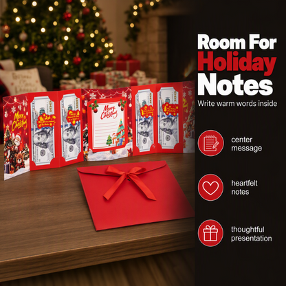 🎄 60% OFF! ✨ Festive Cash Gift Card Holder – Multi-Slot Organization, Holiday Notes Space & Ribbon Envelope – Turn Cash into a Thoughtful Christmas Gift 💌