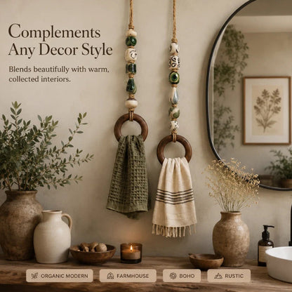⏳🔥LIMITED-TIME 50% OFF! ⏰🎉 2026 Sale — Over 25,000 Sold!🏠Decorative Beaded Towel Hanger with Wooden Ring
