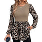 💖2026 Autumn’s Sale 50% OFF✨🍂Women's Leopard Print Patchwork Colorblock Button Front Bishop Sleeve Blouse