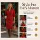 🌸Hot Sale 50% OFF💖Women's Ribbed Knit Sweater Dress with Lapel Collar