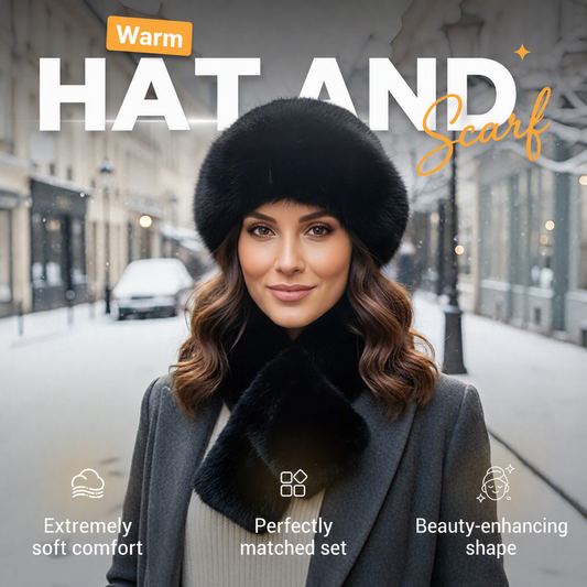 🎉This Week's Special Sale 50% OFF✨ Winter Plush Scarf & Hat Set –Full Head & Neck Coverage, Blocks Severe Cold🧣❄️