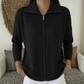 ⏰LAST DAY SALE 70% OFF👍✨Drop Shoulder, Flattering Relaxed Fit – Women's Ribbed Knit Zip-Up Cardigan ✨