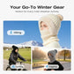 🎉🎁70% OFF!!!-Ready for Winter!!!❄️✨Women 3-in-1 Knitted Balaclava Hat, Fleece Lined Warm Hood Beanie with Scarf & Face Mask, Pom Pom Winter Hat for Outdoor Skiing🧣
