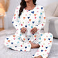 💖Black Friday Mega Deal – 50% off!💖Women's Heart Print Long Sleeve Pajama Set