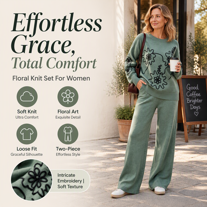 🍂 Effortless Chic Women's Knit Sweater & Wide-Leg Pants Set ✨