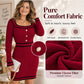 🔥Limited time offer✨Women's Elegant Square Neck Knit Bodycon Dress