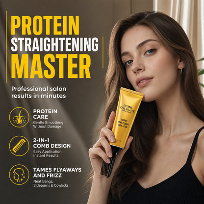 ⏳LAST DAY SALE ONLY ￡14.99!!🔥Straighten Hair Instantly! Protein Styling Cream with Comb
